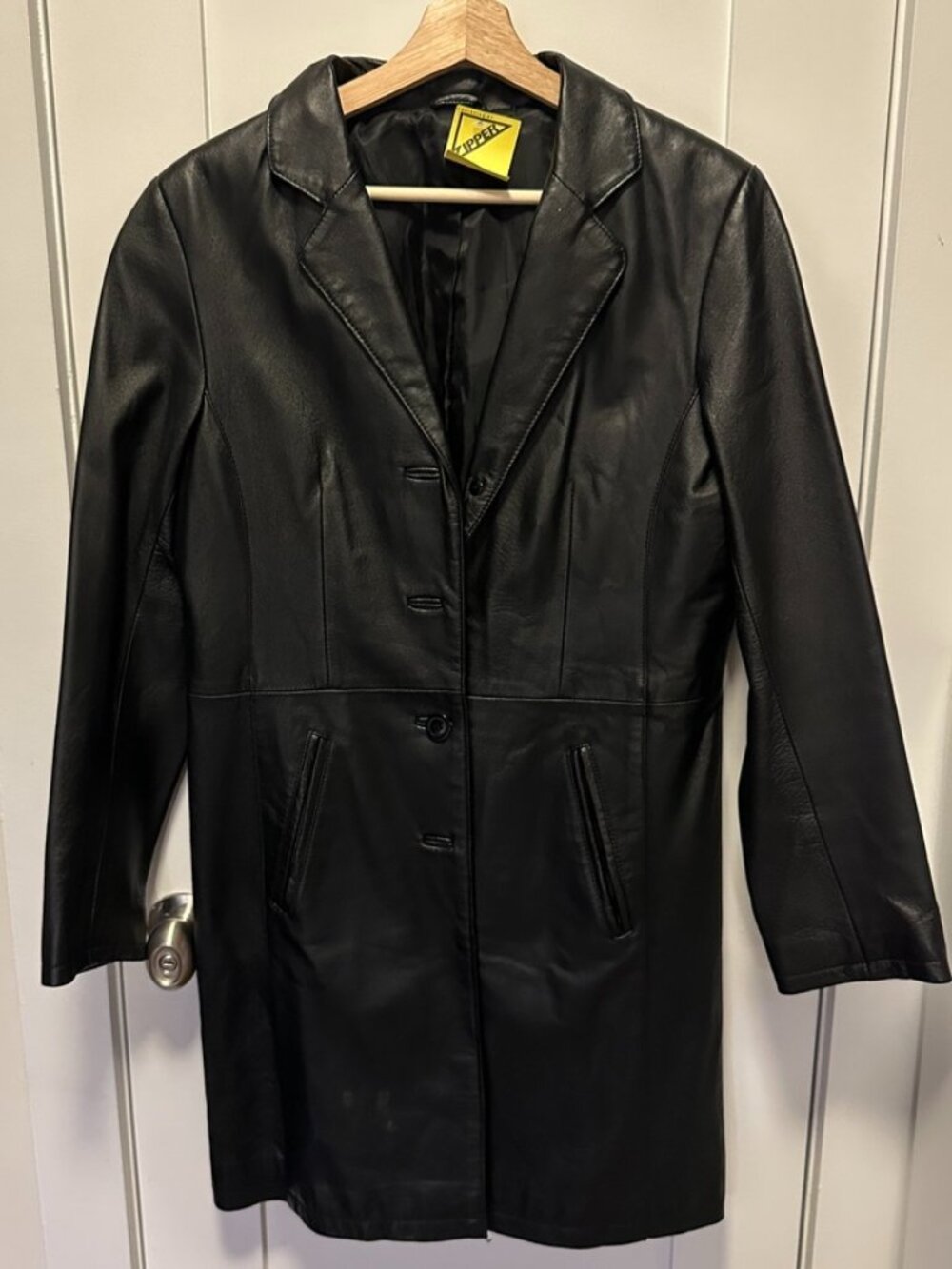 Vintage Long Leather Jacket - genuine leather!